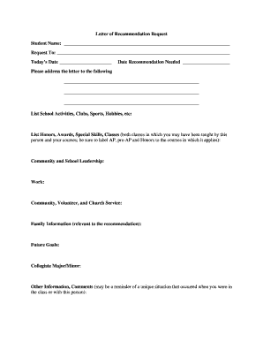 Letter of Recommendation Request Form