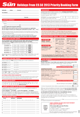 UK Holiday Priority Booking Form