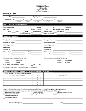 FSA Child Care Application