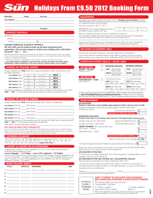 UK Holiday Booking Form