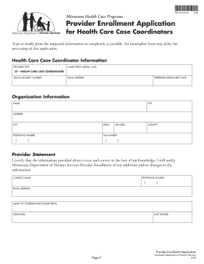 Minnesota Health Care Provider Enrollment Application