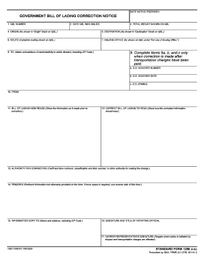 Government Bill of Lading Correction Notice