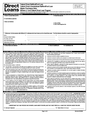 Federal Direct Stafford/Ford Loan Master Promissory Note