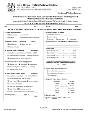 Diabetes Management Authorization Form