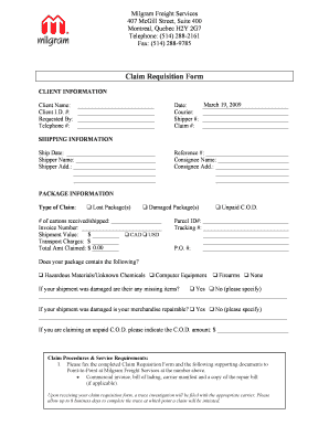Claim Requisition Form