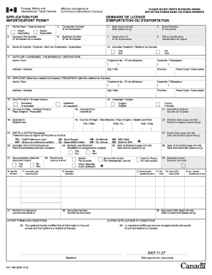 Canada Import/Export Permit Application