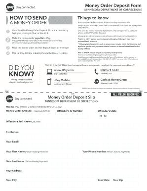 Minnesota Money Order Deposit Form