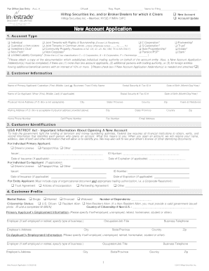 Hilltop Securities New Account Application