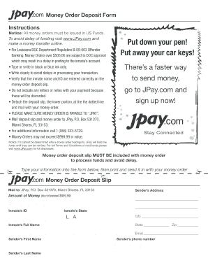Money Order Deposit Form
