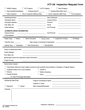 HTF-2A Inspection Request Form
