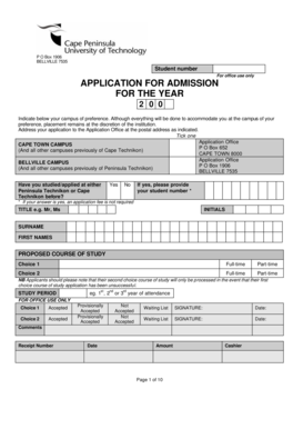 Cape Peninsula University of Technology Application Form