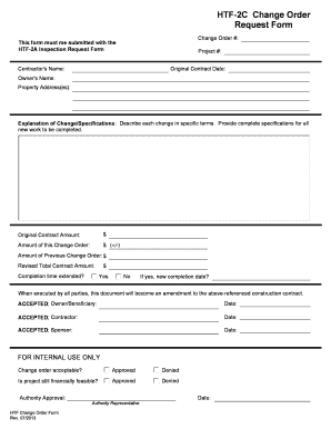 HTF-2C Change Order Request Form
