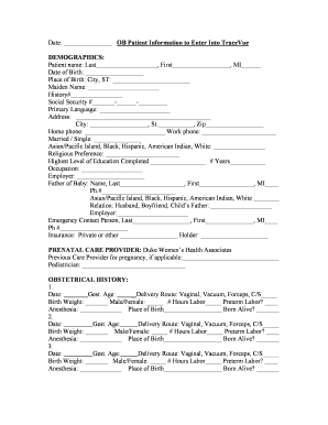 OB Patient Information Form