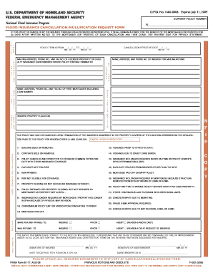 Flood Insurance Cancellation/Nullification Request Form