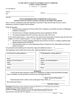 Missouri Child Custody Response Form