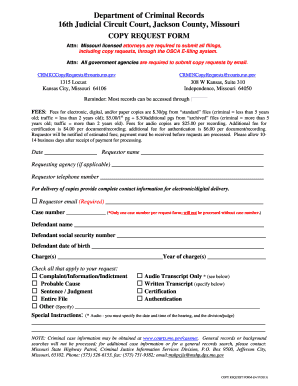 Missouri Criminal Records Copy Request Form