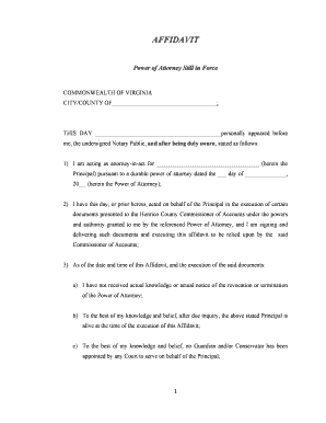 Virginia Power of Attorney Affidavit