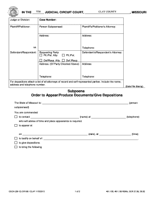 Missouri Subpoena Order to Appear