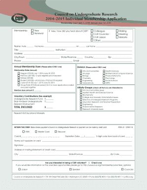 Council on Undergraduate Research Membership Application