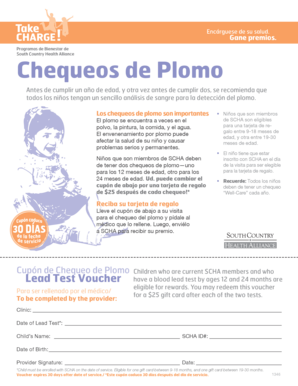 Cupón de Chequeo de Plomo