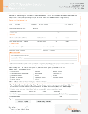 SCCM Specialty Section Membership Application