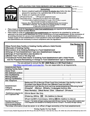 Food Service Establishment Permit Application