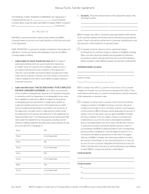 Manual Funds Transfer Agreement - BBVA Compass
