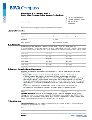 ACH Payment Service Request Form