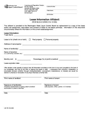 Lease Information Affidavit
