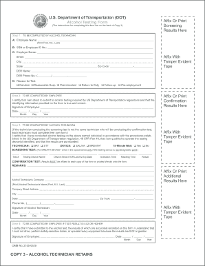 DOT Alcohol Testing Form