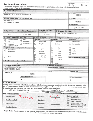North Carolina Committee Disclosure Report