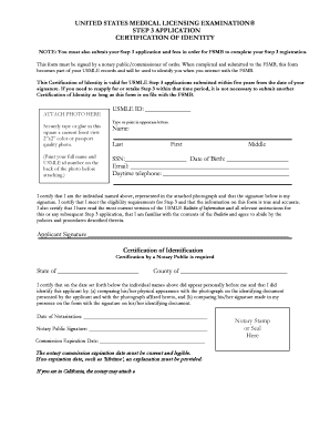 USMLE Step 3 Certification of Identity