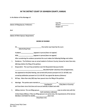 Kansas Divorce Decree Form