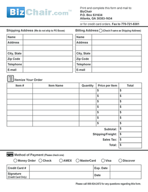 BizChair Order Form