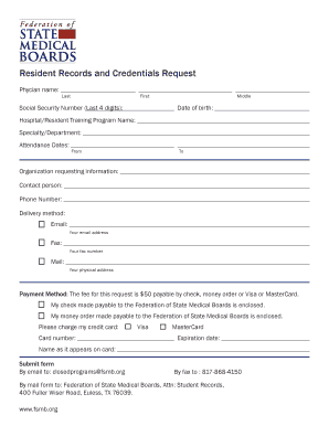 Resident Records and Credentials Request