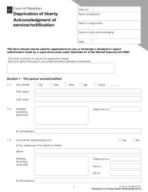 Court of Protection Deprivation of Liberty Application