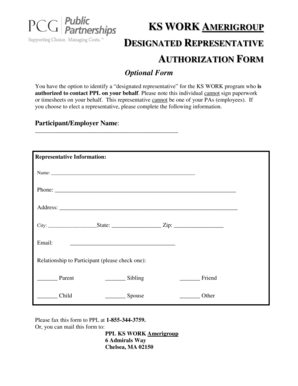 KS WORK Amerigroup Designated Representative Authorization Form