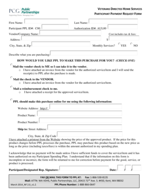 Veterans Directed Home Services Payment Request Form