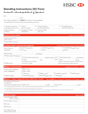 HSBC Standing Instructions Form