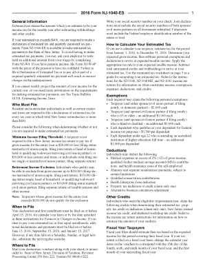 New Jersey Estimated Tax Form NJ-1040-ES