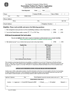 Nonresident Tuition Fee Waiver Application