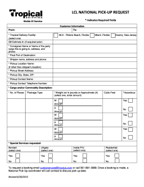 LCL National Pick-Up Request Form