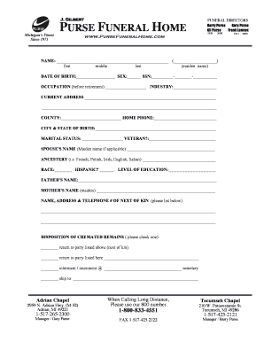 Funeral Home Information and Disposition Form