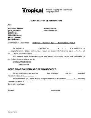 French Confirmation de Temperature