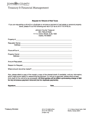 Request for Refund of Paid Taxes
