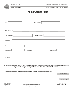 Kansas Name Change Form