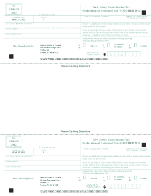 New Jersey Gross Income Tax 1040-ES Voucher 2012