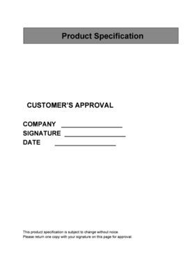 Customer Approval Form for Product Specification