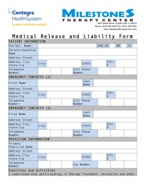 Medical Release and Liability Form