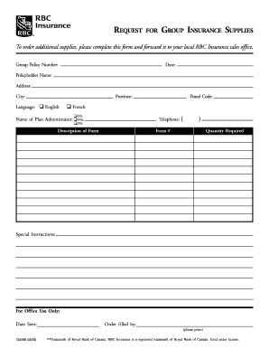 Group Insurance Supplies Request Form